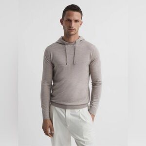 Reiss Holland Merino Wool Hoodie in Wheat